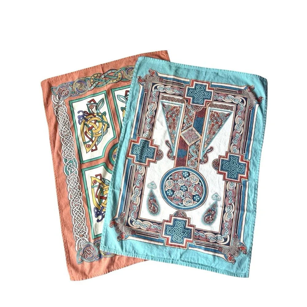 Ulster Weavers Celtic Tea Towels Set of 2 Irish Knot Cross 100% Cotton Kitchen
